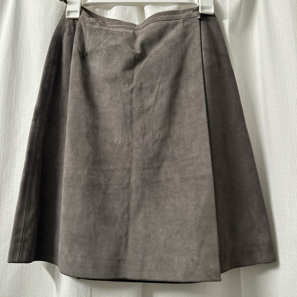 GAP Dark Gray 100% Genuine Leather A-Line Wrap Skirt -| Size: 2